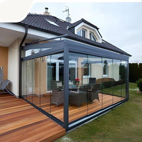 Modern Glass Sunroom Transparent Glass Aluminum Frame Sunroom Heat Insulation