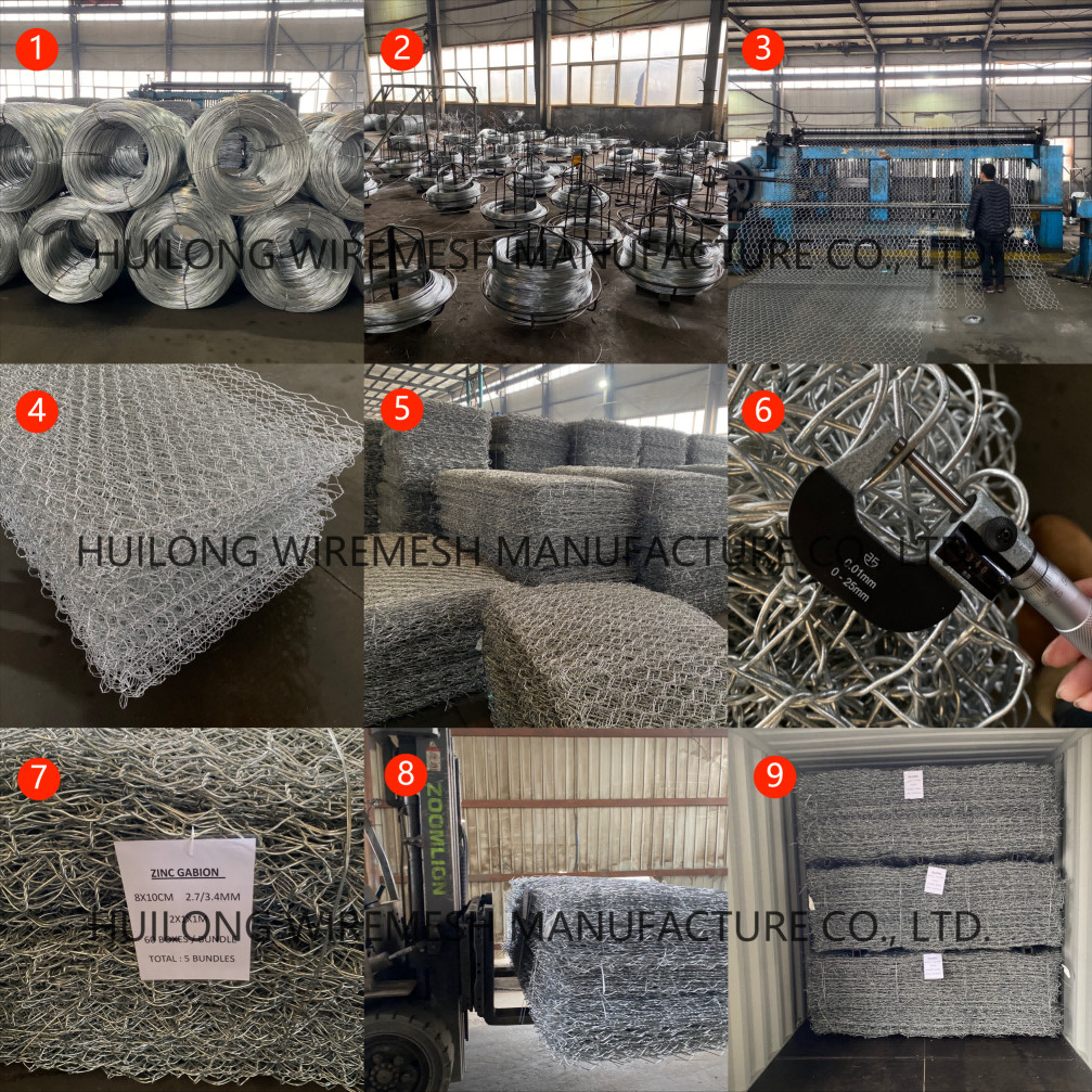 Heavy Galvanized Hexagonal Gabion Baskets Retaining Wall 3.0mm/3.9mm Diameter