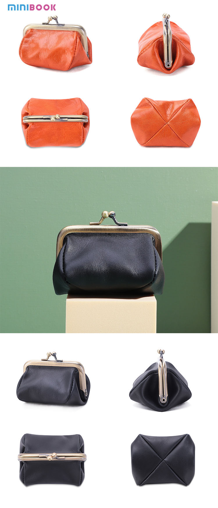 OEM ODM Acceptable Minibook Ladies Wallet With Handmade Leather And Gold Storage
