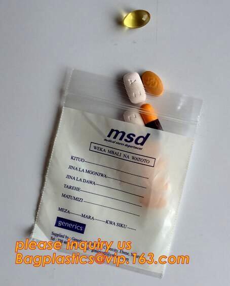 Eco friendly biohazard medicine k bag, FDA LDPE Materials Medical using Zipper