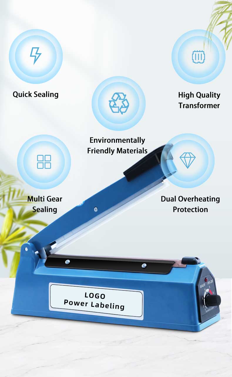 ZEQUAN Food Mini Impulse Heat Sealer for Manual Plastic Bag Sealing and Preservation