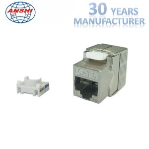Shielded STP Zinc Alloy RJ45 Keystone Jack 180 Degree Toolless CAT7 CAT5E