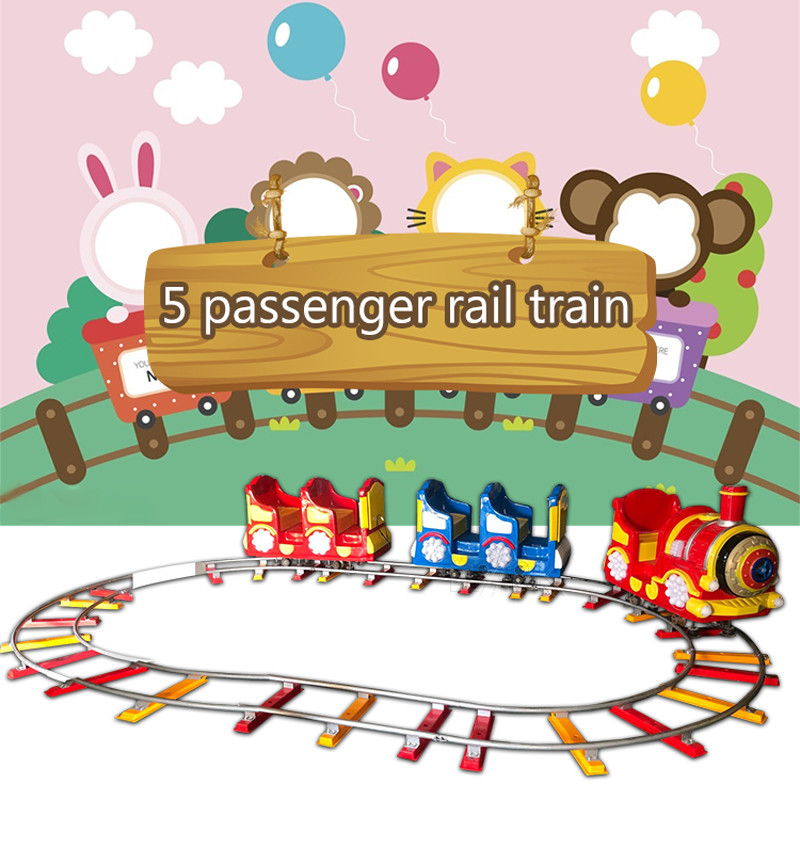 Theme Park Kiddy Ride Machine Electric Kiddie Ride On Train With Track 5 Players