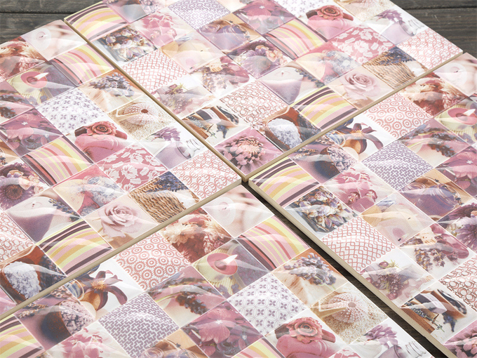 Durable 300x300mm Pink Ceramic Rustic Tiles For Kitchen And Decorative Glossy Wall Tile For Hotel