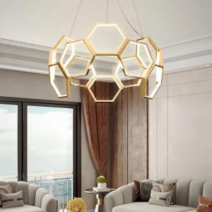  Hexagon LED Acrylic Chandelier Modern Decorative Lamps Originality Strong Bearing Capacity Manufactures