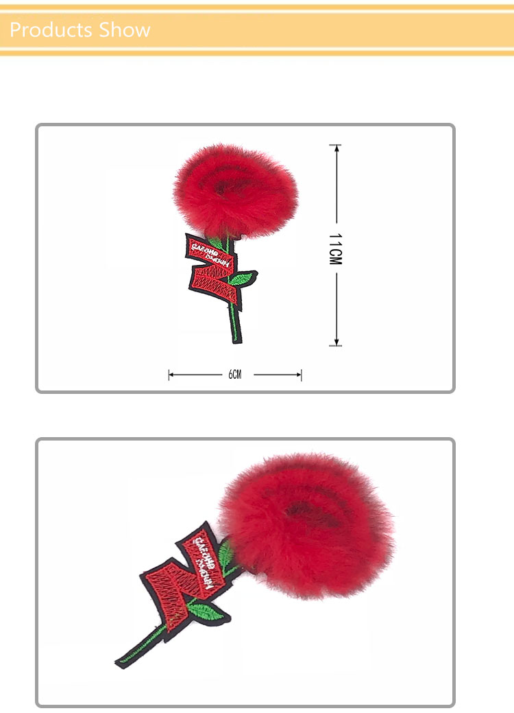 Red 3D Flower Embroidery Patches , Floral Patches For Clothes Accessoires
