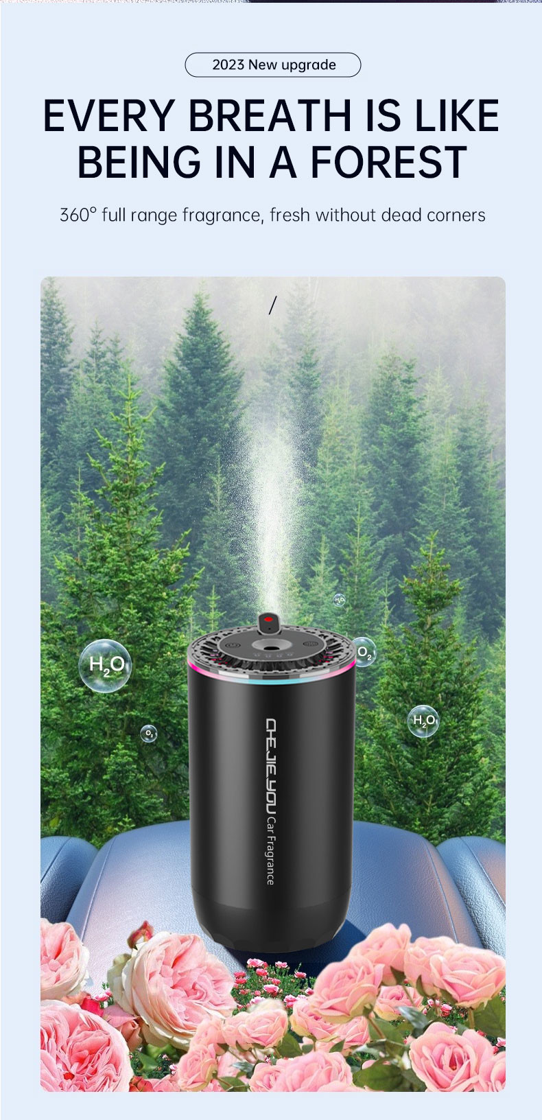 Aluminum Alloy Car Fragrance Diffuser Light Aromatherapy Essential Oil Diffuser 50ml