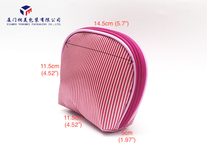 Trapezoid Fashion Design Fabric Makeup Bag Pink Color Size 11.5cm X 5cm X 11.5cm
