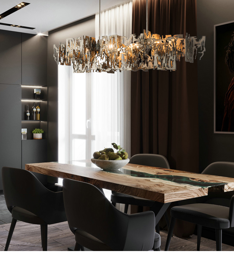 Modern Designer metal fragment Art Chandelier Rectangle Kitchen Island Hanging light(WH-MI-453)
