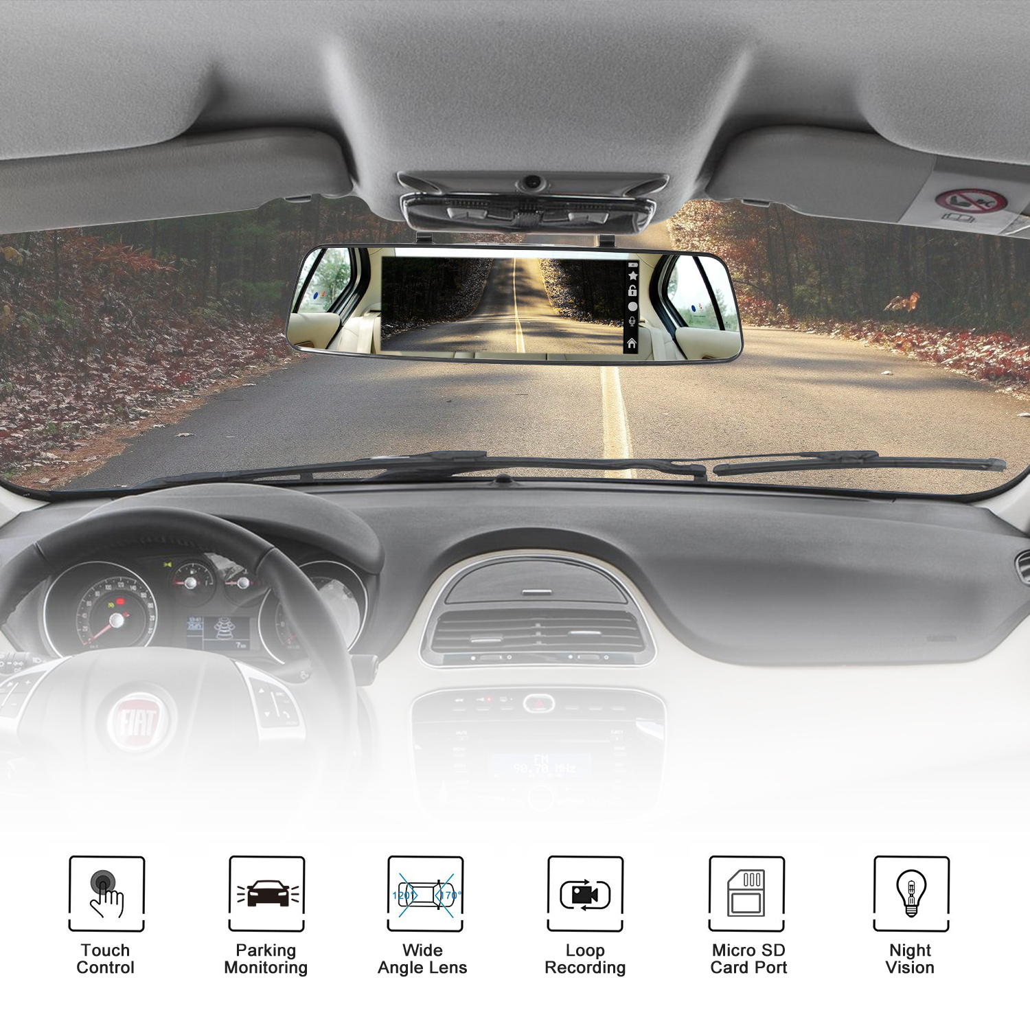 Dual Lens 1080P 5inch Vehicle Dash Cam Front And Rear View Mirror