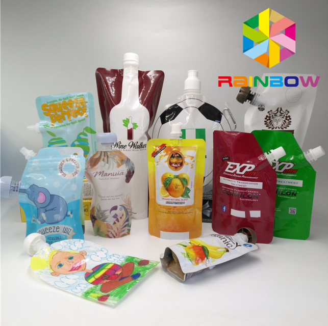 Reusable Liquid Spout Bags , Stand Up Pouches With Cap Doypack Foil Juice Spout
