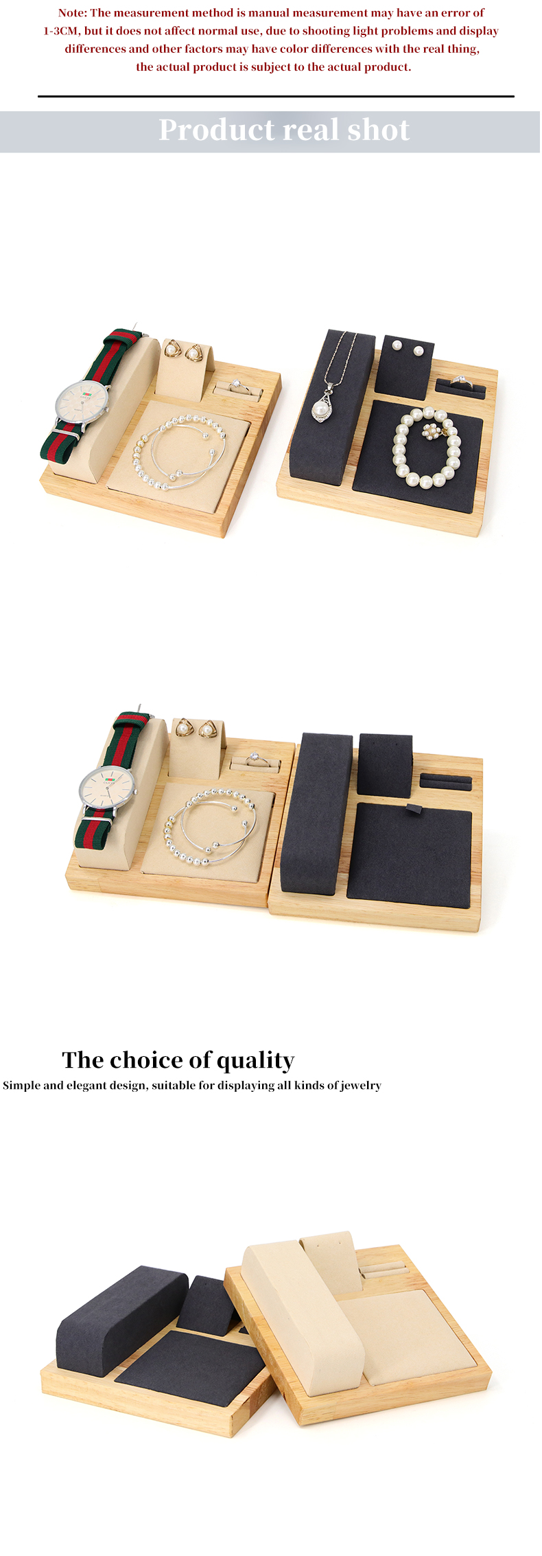 Multipurpose Wooden Luxury Jewelry Display Tray for Watch Pendant Ear Studs
