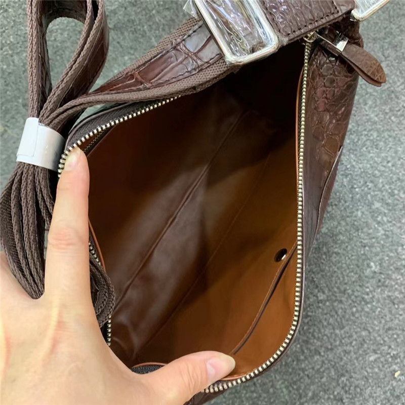 Exotic Alligator Skin Men's Soft Shoulder Bag Authentic Real Crocodile Leather ZIP Satchels Purse Male Crossbody Bag