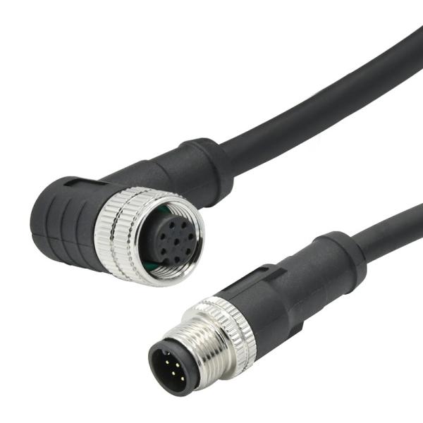 A Code 8 pin M12 Waterproof Connector Angle Female To Straight Male Cable