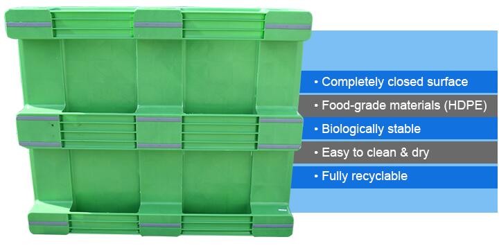 100% Virgin HDPE wear-resistant anti-slip stackable plastic pallet, China Manufacturer accept custom standard stacking p