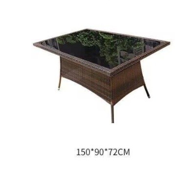 6 Seater Wicker Rattan Coffee Dining Table Villa Hotel Handmade Rattan Tabletop