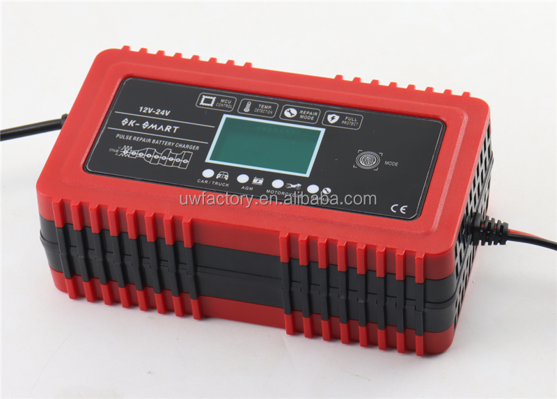 SCP Function 12V 24V/12A Intelligent Automatic Car Battery Charger for AGM GEL VRLA Lead Acid Battery 125W Output Power