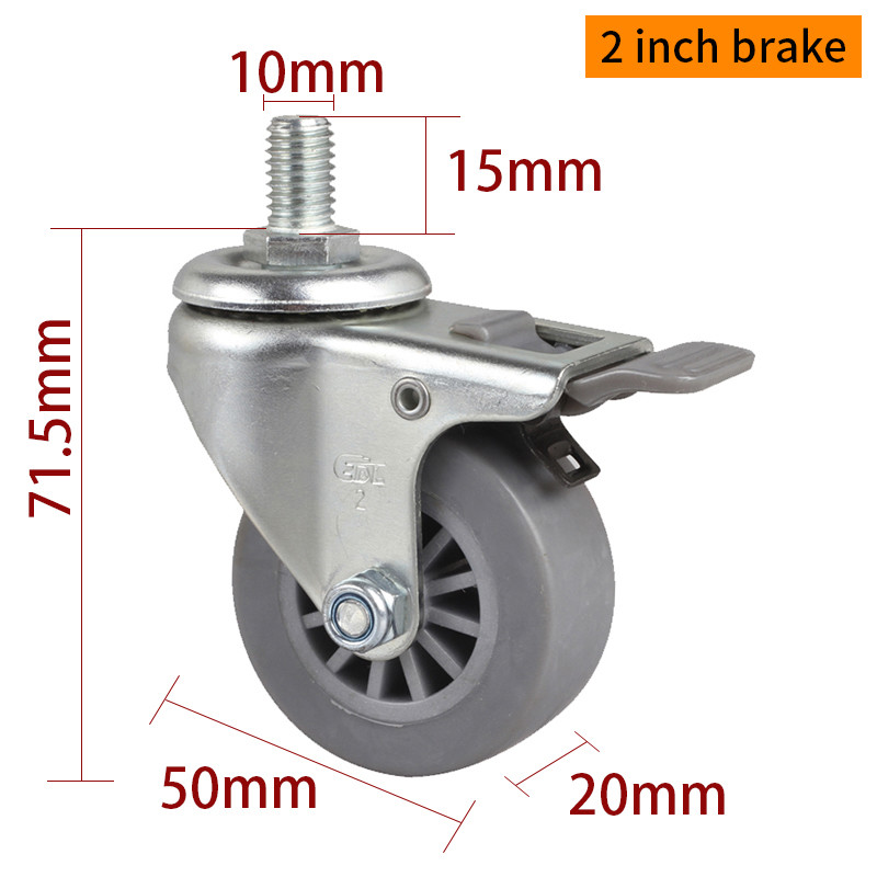 30kg Threaded TPE Mini Caster Wheels 50mm 2 Swivel Casters