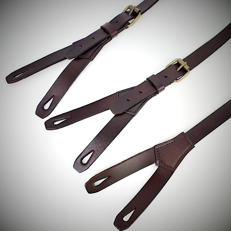 Mens Shirt Elastic Strap Clip Denim Pants 1.7cm Leather Casual Suspenders
