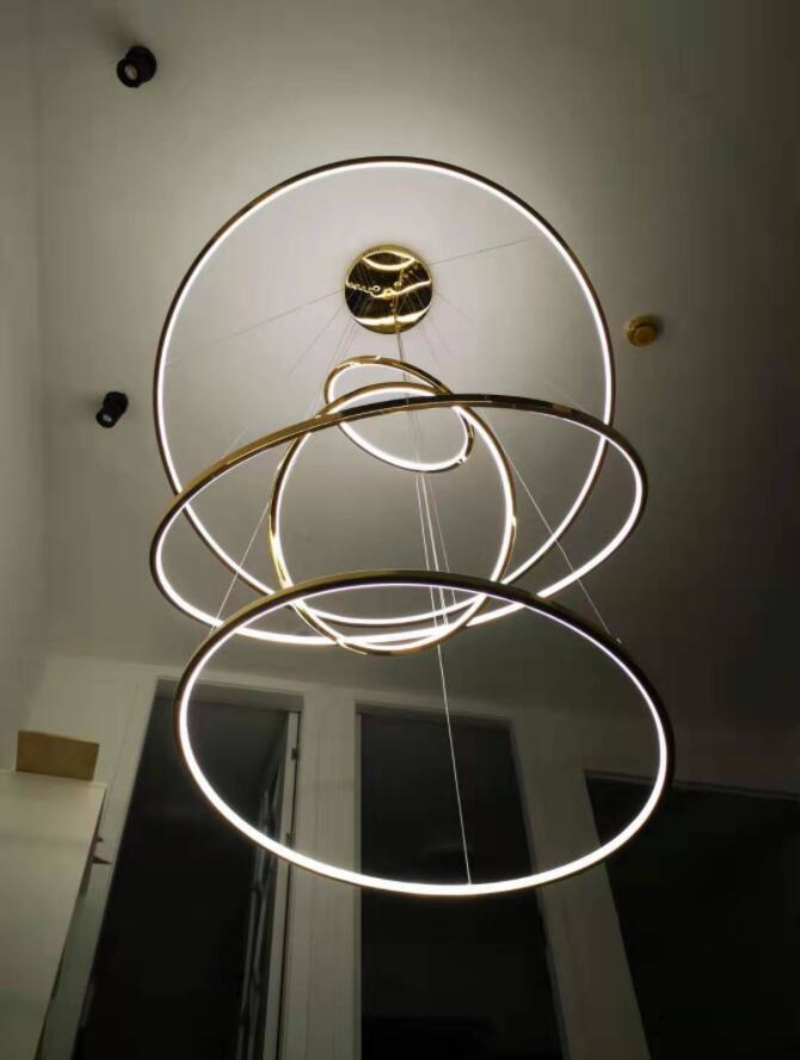 Stairwell staircase large chandelier circular ring pendant light(WH-NC-71)