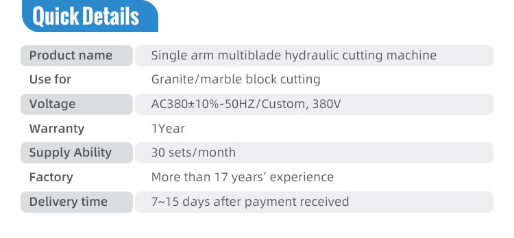 Single Arm Multi-blade Stone Cutting Machine for Granite Block in Red Stone Machinery