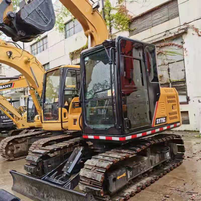 ISUZU Engine 7TON Yellow Sany SY75C Excavator 0.32 Bucket Capacity 43kw Power