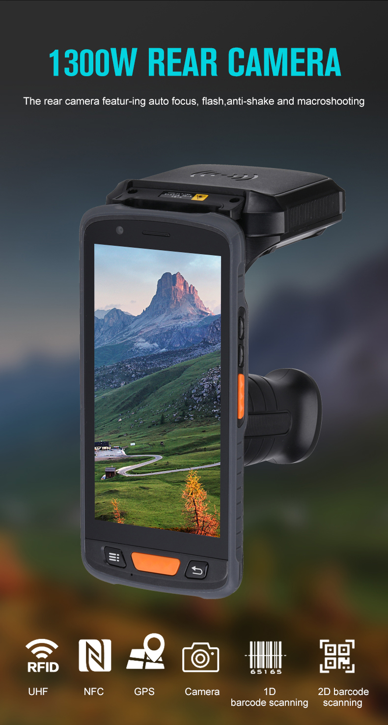 RFID NFC 13.56MHZ Handheld PDA Computer with 13MP Rear Camera and Barcode Scanner