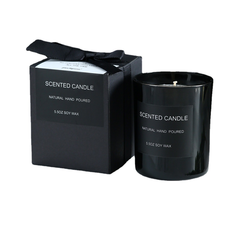 Custom Logo Glass Candle Jars Package with Ribbon Luxury Paperboard Candle Box Packaging