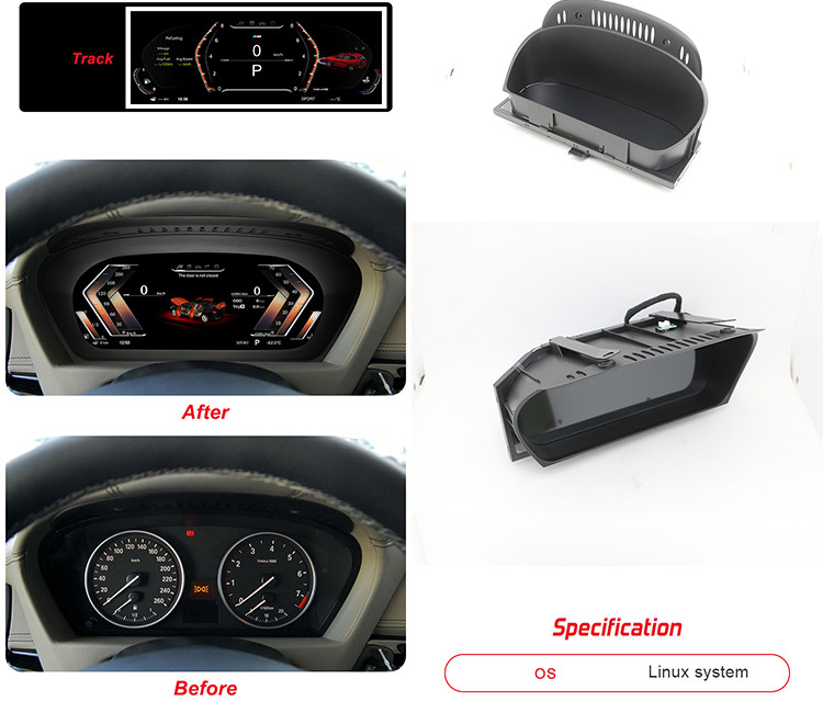 BMW X5 E70 Car Digital Instrument Cluster Multi Language With 1920*720 IPS Screen