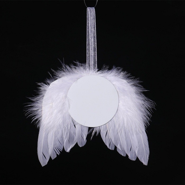 Sublimation Blank Feather Angel Wing Pendant DIY Gift Xmas Wedding Party Ornament