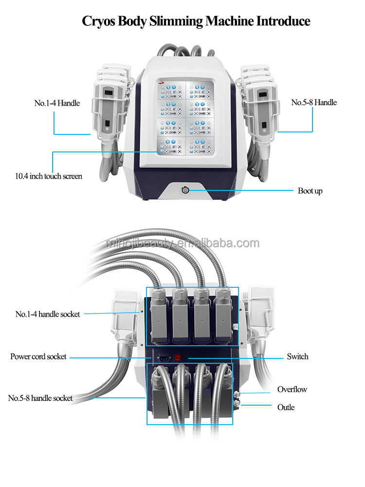 8 Handles Cryolipolysis Slimming Machine with 10.4 Inch LCD Display Screen