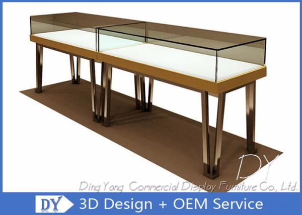 Fashion Gold Stainless Steel Jewelry Store Showcases Locking Pull Out Drawer