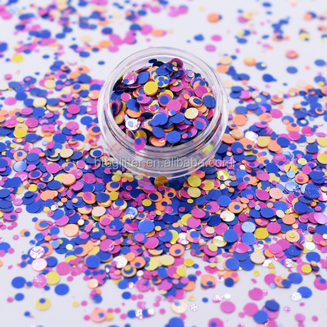 Excellent Nail Art Effect Glitter Black White Dots Mixed Glitter with Polyester Material