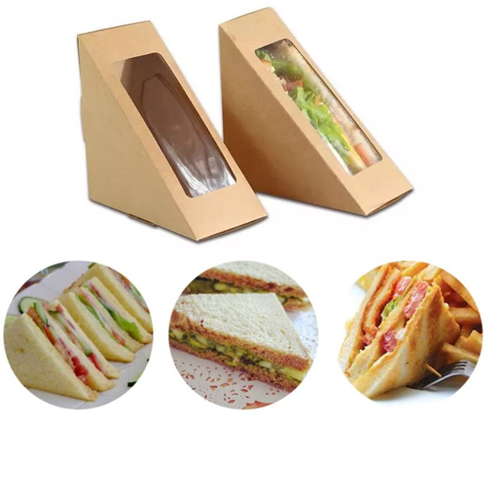 Recycled Materials Custom Printed Sandwich Packaging Box with PVC Clear Window Takeaway