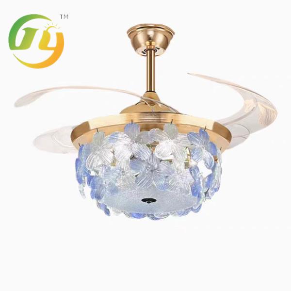 New Romantic French Style Light Luxury Creative Clover Bedroom Ceiling Fan Light