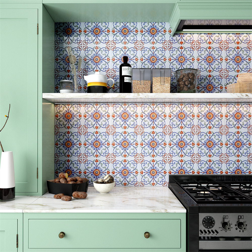Red And White 20x20cm Encaustic Ceramic Rustic Tiles For Bathroom And Indoor Floor Tile For Kitchen