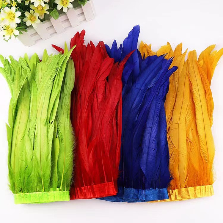 10-12inch Coque Feather Fringe Trim with Satin Ribbon Tape Affordable and Stylish