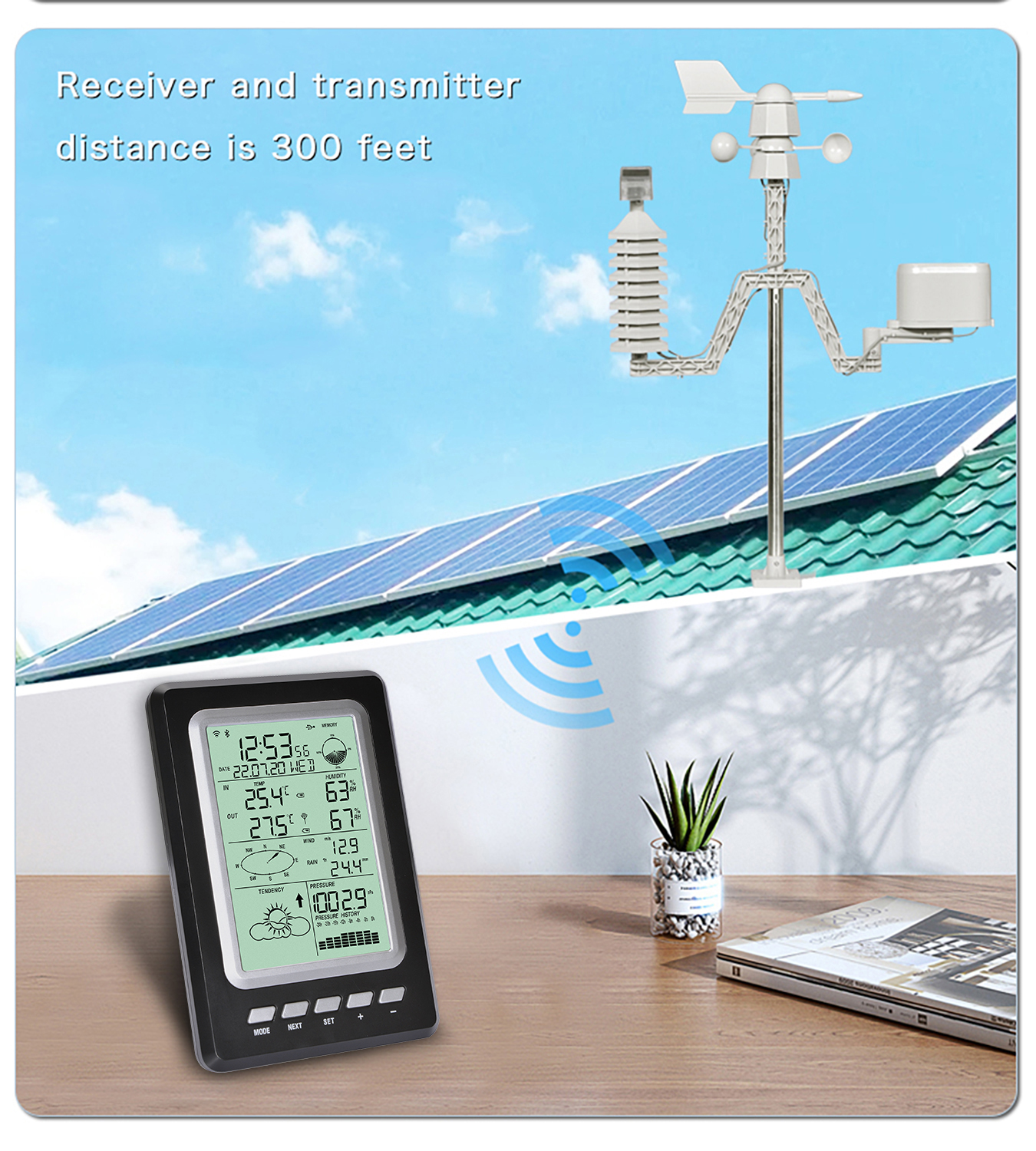 Customizable Model Home Wifi Weather Forecast Station With Wind Direction Size 189*125*27mm