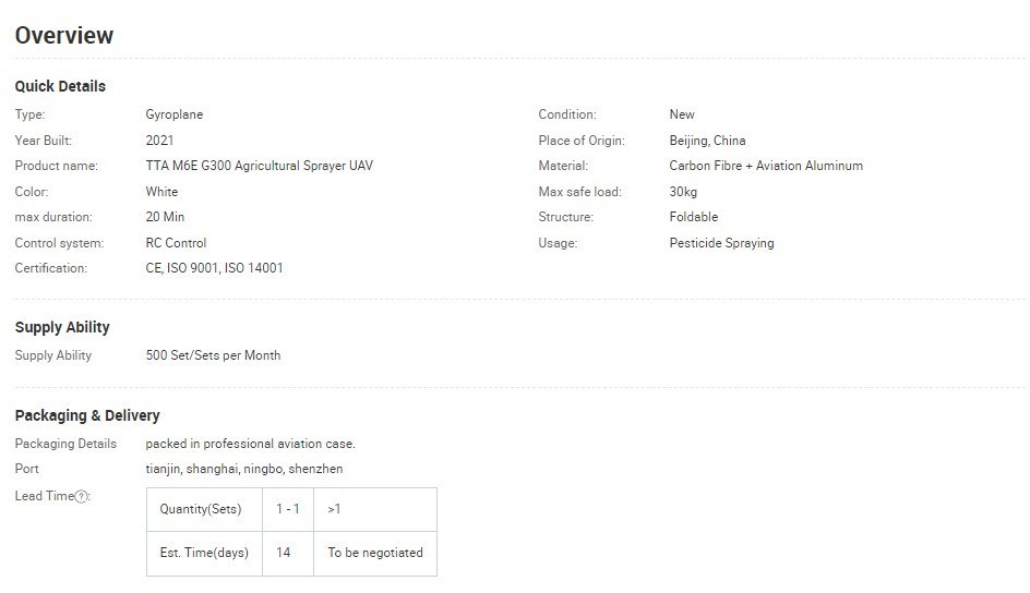 Tta Carbon Fiber Uav China Uav Drone Crop Sprayer Factory Customized Professional Aerial Photography Uav/Remote Control Drone for Fumigation Crop Drone Sprayer