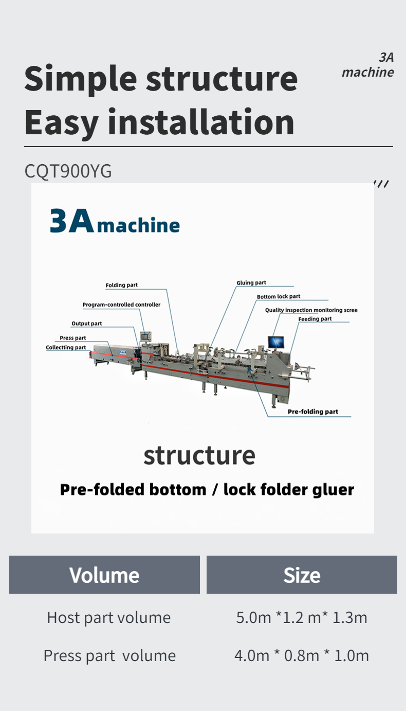 CQT 900YG-2 Pre-folded Bottom Lock Double Pieces Auto Corrugated Board Folder Gluer Flexo Folder Gluer Machine