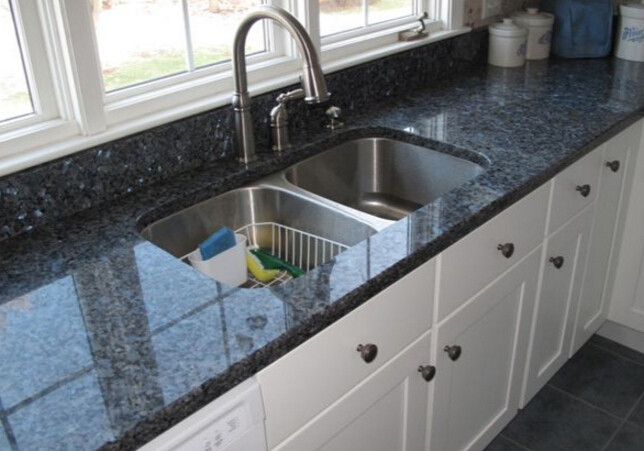 Custom Size Polished Granite Stone , Norwegian Blue Pearl Granite Slabs Tiles