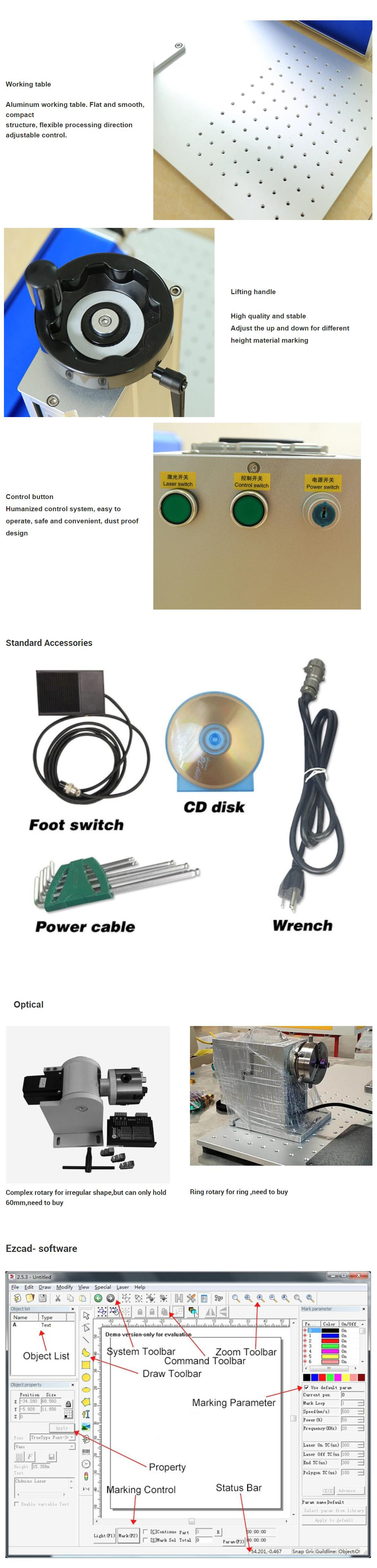 Portable Mini CO2 Laser Marking Machine for Wood Acrylic 20W 30W 50W High Working Accuracy Fiber Laser Type