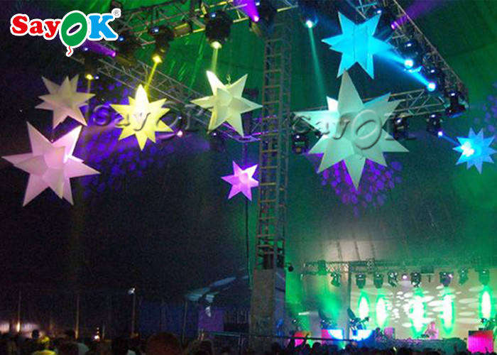 Cute 190t Oxford Cloth Hanging LED Inflatable Star For Outdoor Event