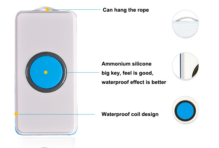 Wireless Doorbell with Personal Emergency Alert choose from 23 chimes CX-3056J