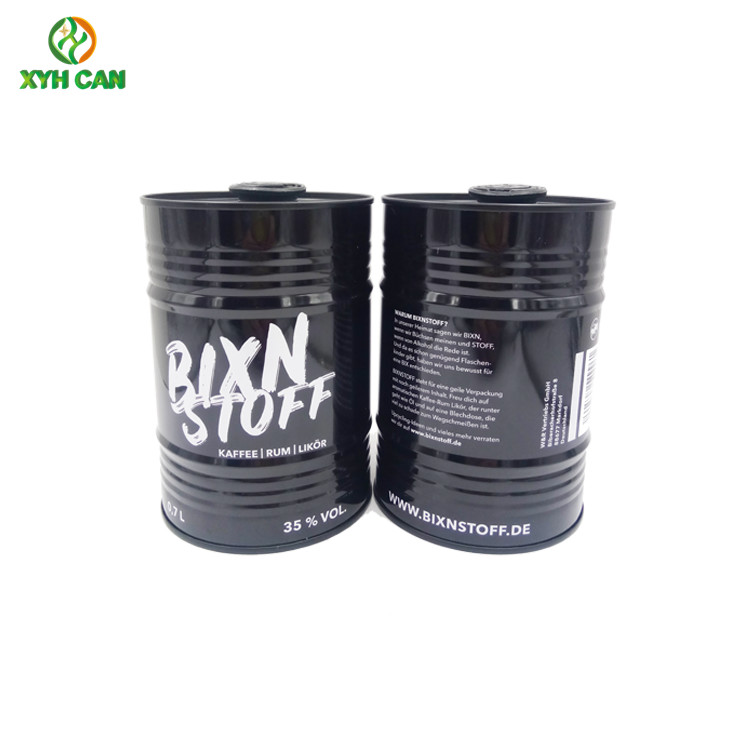 Alcohol Tin Can 750ml-700ml Barrel Shape Vodka Whisky Packaging with Plug