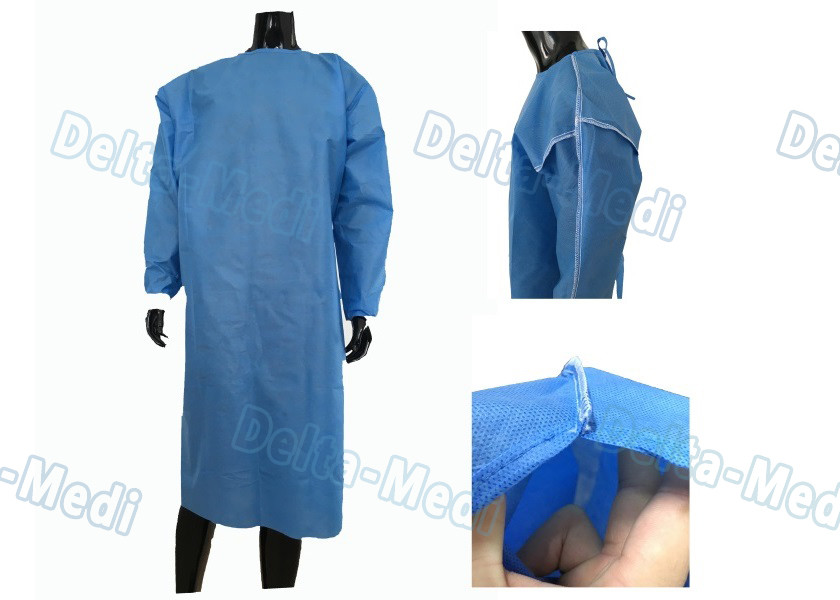 Wood Pulp Spunlace Sterile Disposable Surgical Gown With Knitted Cuff