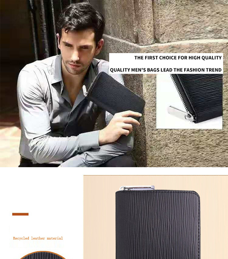 Multi-Function Passport Card Holder Genuine Leather Zipper Long Wallet for Men and Women