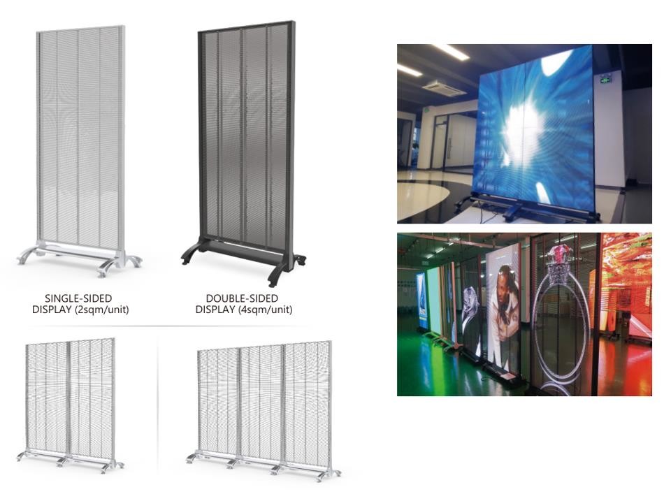 1920Hz Transparent LED Display 2.6-5.2mm Movable Advertising Indoor Led Poster