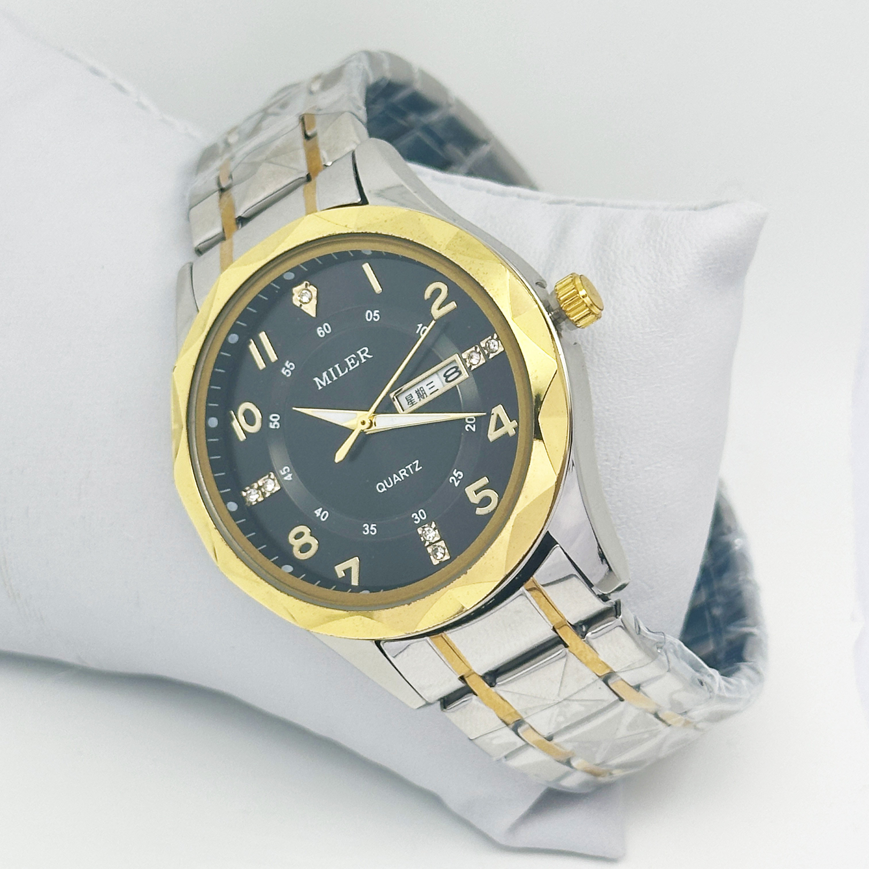 Miler Luxury Men Quartz Watch Waterproof Date Week Luminous Wristwatch Stainless Steel Men's Watches