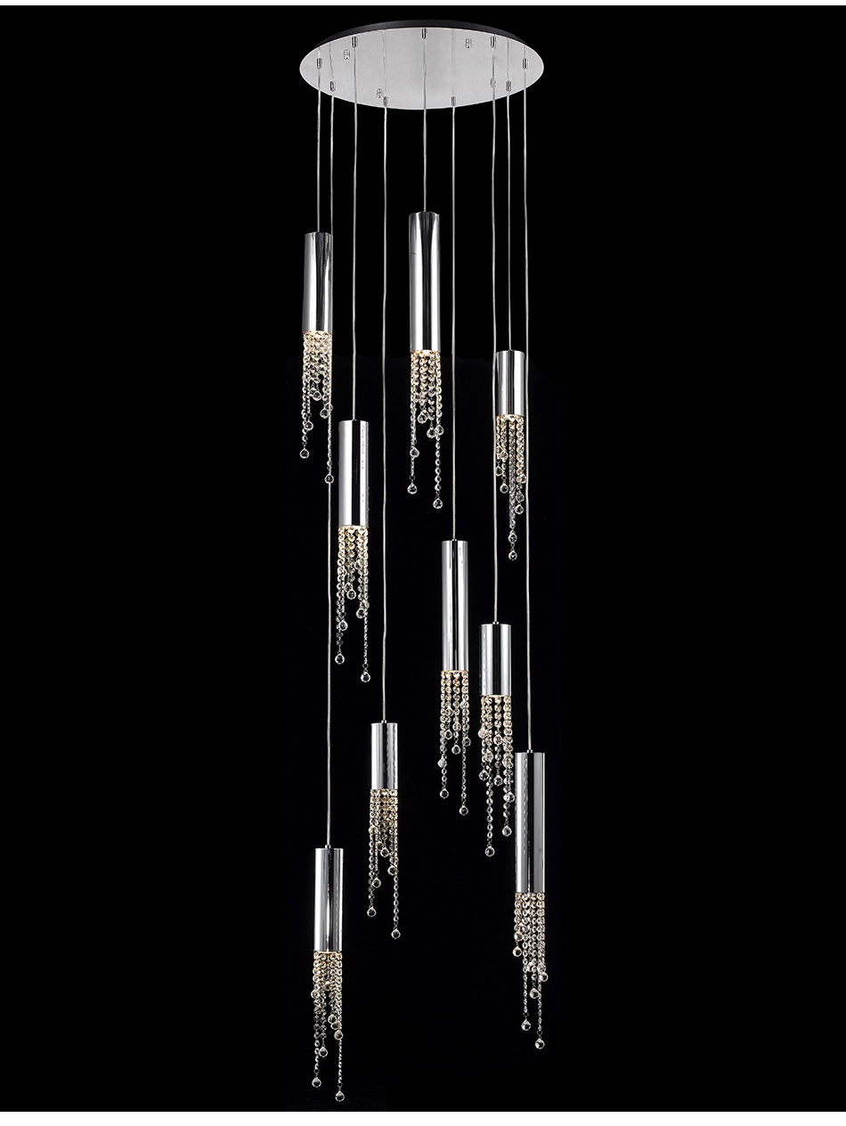 Modern chrome crystal ceiling chandelier for dining room long loft staircase large chandelier(WH-NC-46)